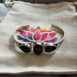 PY Sterling Silver Onyx Cuff Bracelet